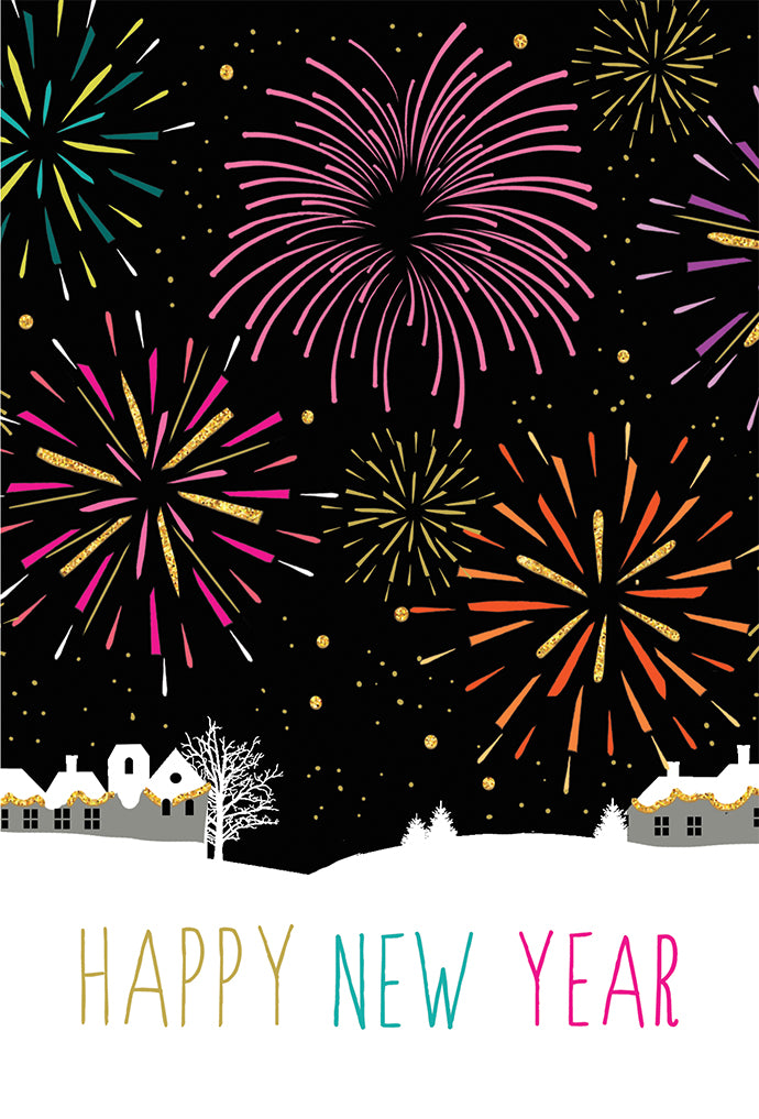 Colorful Fireworks New Year's Card Sara Miller